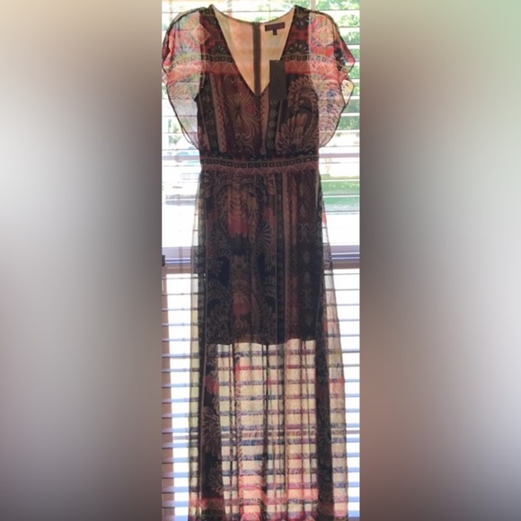 HARPER Dress Size Small Multicolor VNeck maxi dress very feminine back zipper - Picture 6 of 8